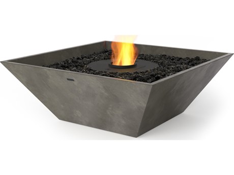 EcoSmart Fire Nova 850 Concrete Natural AB8 33'' Wide Square Fire Pit Bowl with Ethanol Burner Stainless Steel