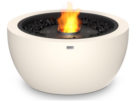 EcoSmart Fire Pod 30 Concrete Bone AB8 30'' Wide Round Fire Pit Bowl with Ethanol Burner Black