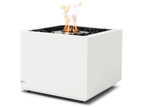 EcoSmart Fire Sidecar 24 Concrete Bone AB8 24' Wide Square Fire Pit Table with Ethanol Burner Stainless Steel