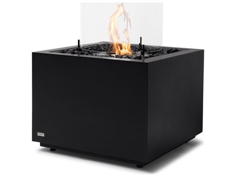 EcoSmart Fire Sidecar 24 Concrete Graphite AB8 24' Wide Square Fire Pit Table with Ethanol Burner Stainless Steel