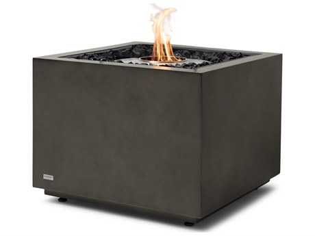 EcoSmart Fire Sidecar 24 Concrete Natural AB8 24' Wide Square Fire Pit Table with Ethanol Burner Stainless Steel