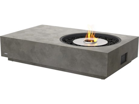 EcoSmart Fire Tequila 50 Concrete Bone 50''W x 30''D Rectangular Fire Pit Table with AB8 Ethanol Stainless Steel