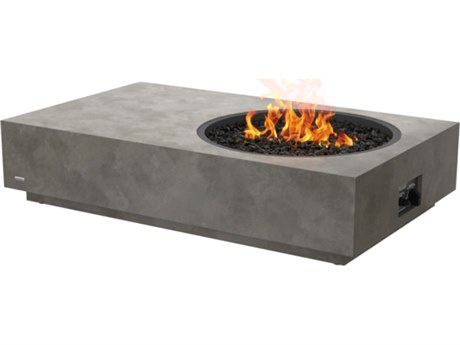 EcoSmart Fire Tequila 50 Concrete Natural 50''W x 30''D Rectangular Fire Pit Table with G16PT Gas LP/NG Stainless Steel
