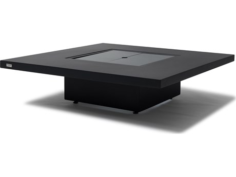 EcoSmart Fire Vertigo 40 Concrete Graphite G16T 40'' Wide Square Fire Pit Table with Gas LP/NG Stainless Steel