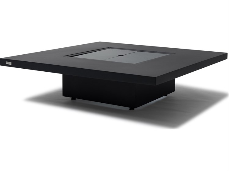 EcoSmart Fire Vertigo 40 Concrete Graphite G16T 40'' Wide Square Fire Pit Table with Gas LP/NG Stainless Steel