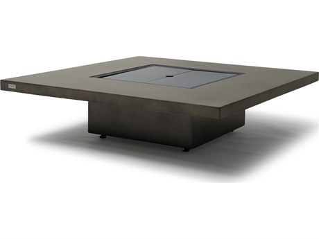 EcoSmart Fire Vertigo 40 Concrete Natural AB8 40'' Wide Square Fire Pit Table with Ethanol Burner Stainless Steel