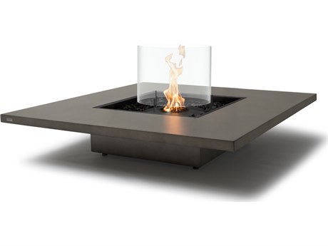 EcoSmart Fire Vertigo 50 Concrete Natural AB8 50'' Wide Square Fire Pit Table with Ethanol Burner Stainless Steel