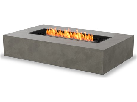 EcoSmart Fire Wharf 65 Concrete Natural 65''W x 39''D Rectangular Fire Table with Ethanol Black