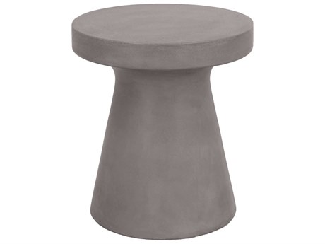 Essentials for Living Outdoor District Slate Grey Concrete Round End Table