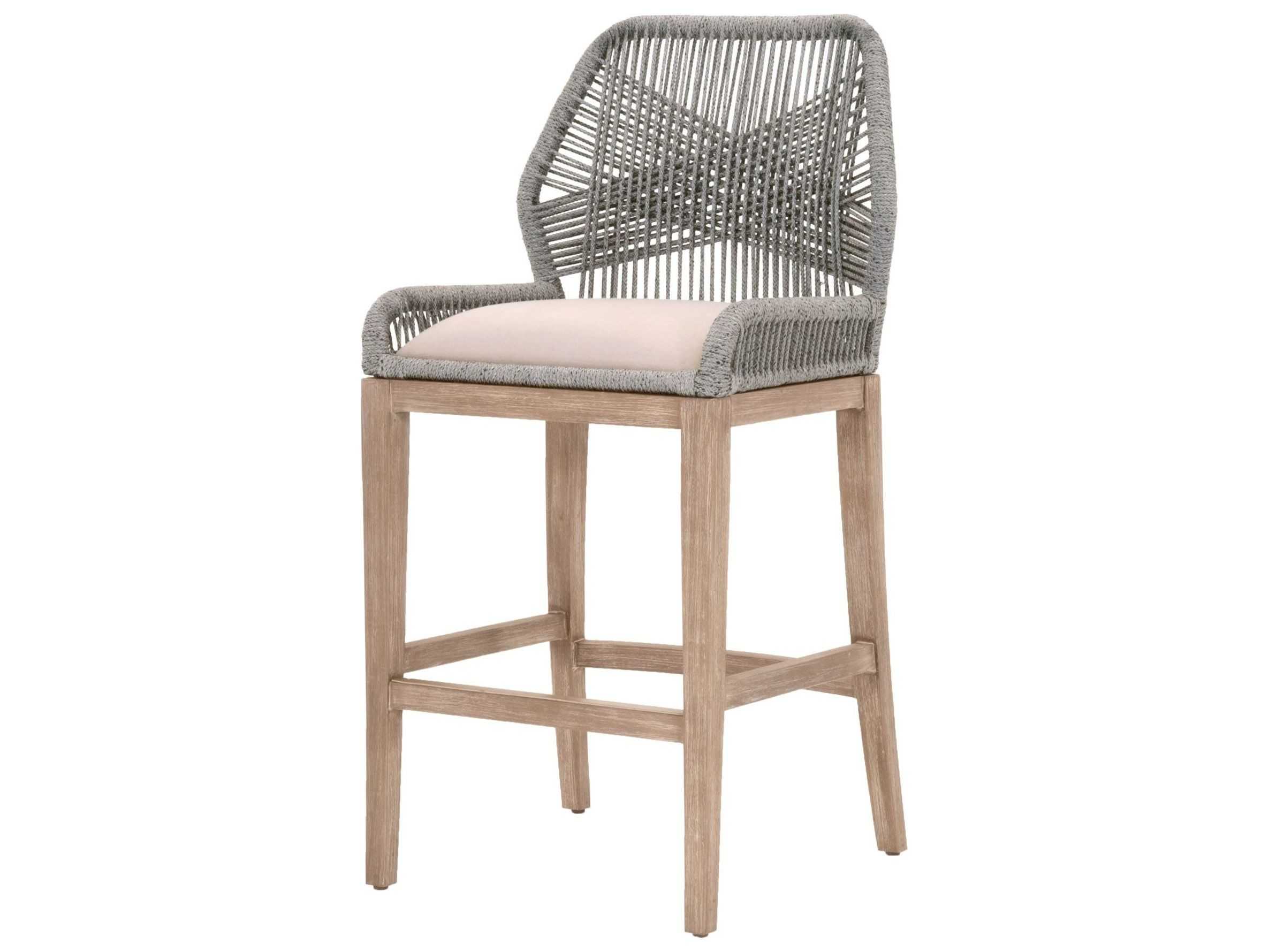 Essentials for Living Outdoor Woven Platinum Loom Bar Stool with Smoke