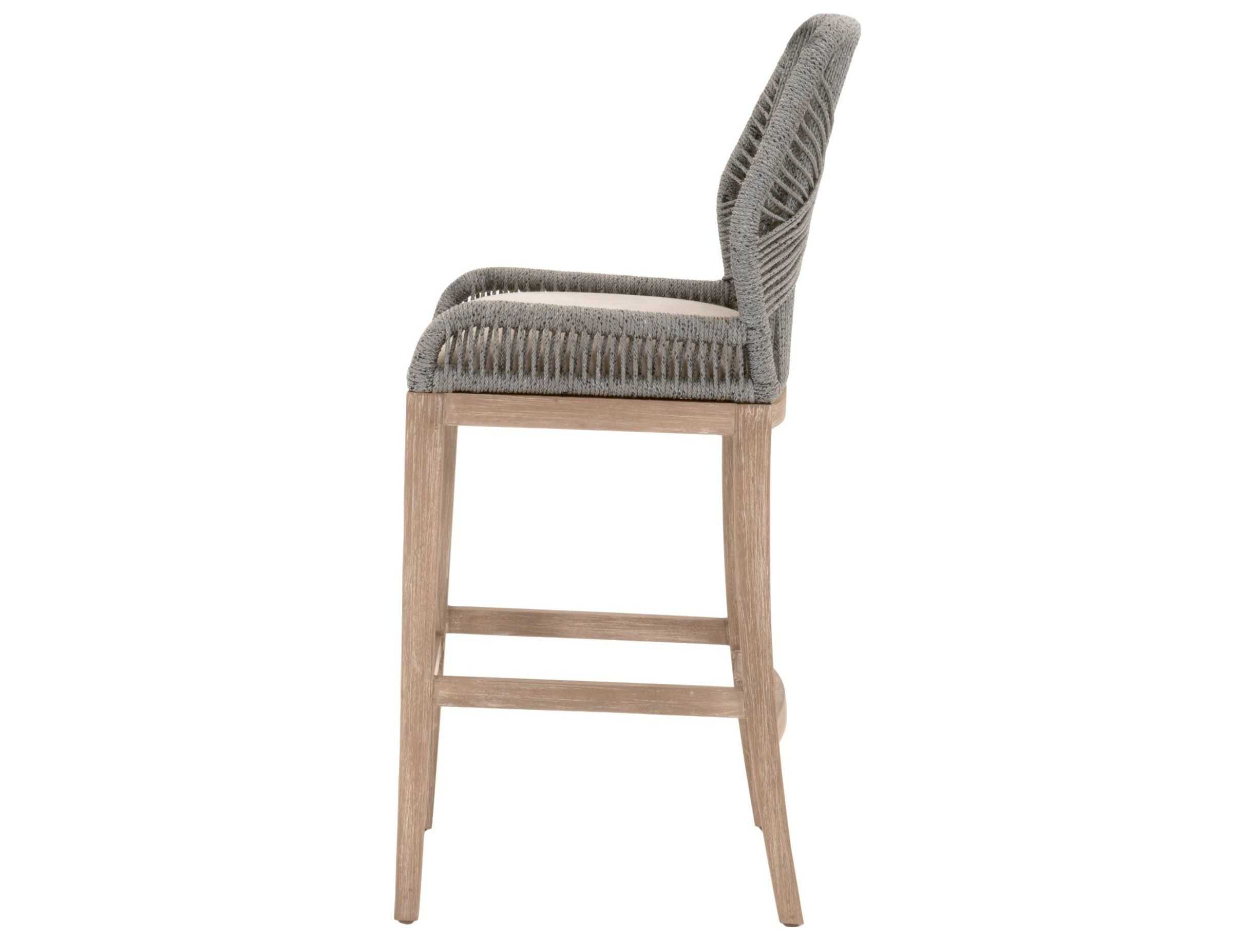 Essentials for Living Outdoor Woven Platinum Loom Bar Stool with Smoke