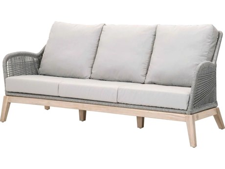 Essentials for Living Outdoor Woven Rope Platinum / Smoke Gray Cushion Sofa