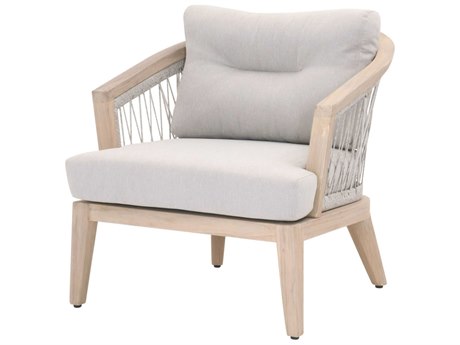 Essentials for Living Outdoor Woven Rope Taupe & White / Pumice Cushion Lounge Chair
