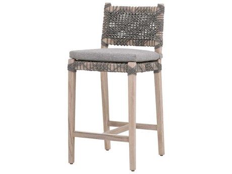 Essentials for Living Outdoor Woven Rope Dove Flat Rope / Performance Gray Teak Costa Counter Stool