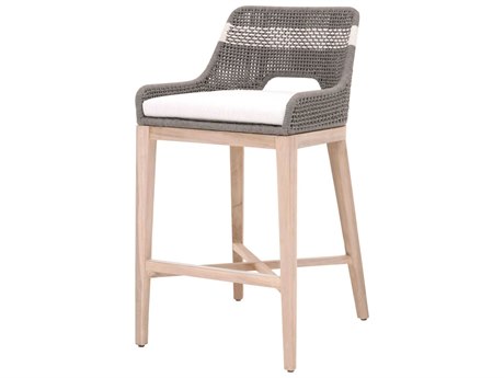 Essentials for Living Outdoor Woven Rope Dove Flat / White Speckle Cushion Bar Stool