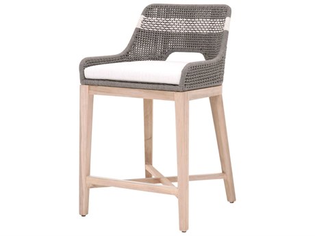Essentials for Living Outdoor Woven Rope Dove Flat / White Speckle Cushion Counter Stool