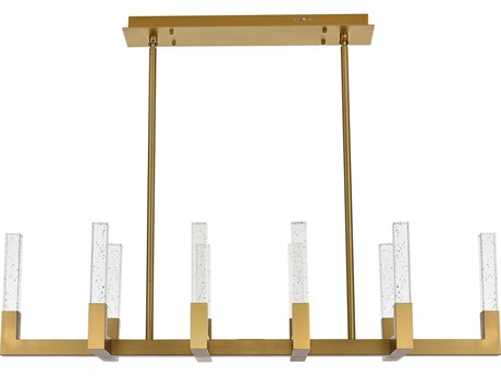Elegant Lighting Noemi 10-Light Satin Gold Linear Island Pendant