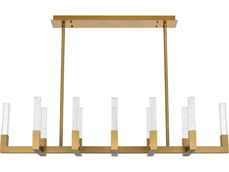 Elegant Lighting Noemi 12-Light Satin Gold Linear Island Pendant