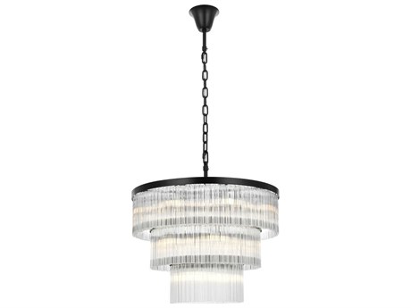 Elegant Lighting Harlow 18-Light Black Tiered Chandelier