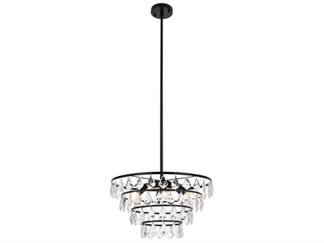 Elegant Lighting Ella 6-Light Black Crystal Pendant