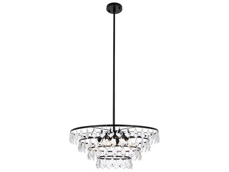 Elegant Lighting Ella 6-Light Black Crystal Pendant