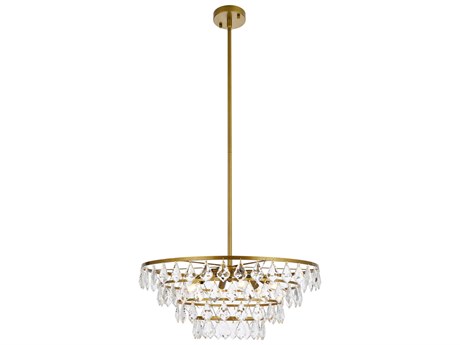 Elegant Lighting Ella 6-Light Brass Crystal Pendant