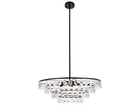 Elegant Lighting Ella 6-Light Black Crystal Pendant