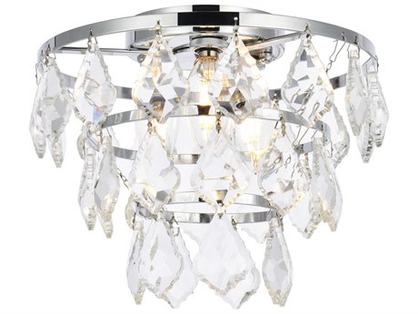 Elegant Lighting Ella 3-Light Chrome Crystal Flush Mount