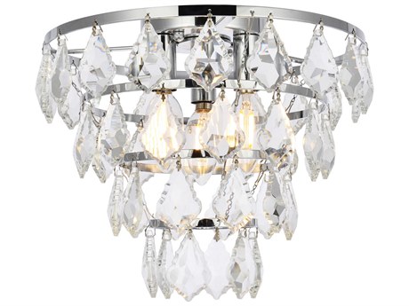 Elegant Lighting Ella 3-Light Chrome Crystal Flush Mount