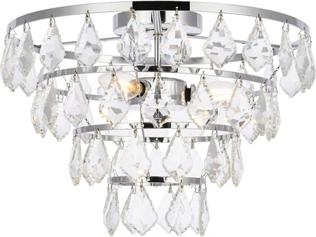 Elegant Lighting Ella 3-Light Chrome Crystal Flush Mount