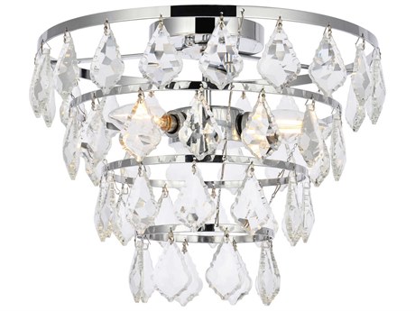 Elegant Lighting Ella 3-Light Chrome Crystal Flush Mount