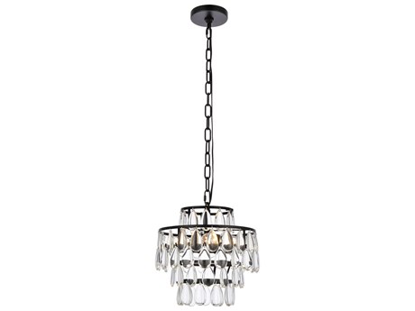 Elegant Lighting Mila 3-Light Black Crystal Mini Pendant