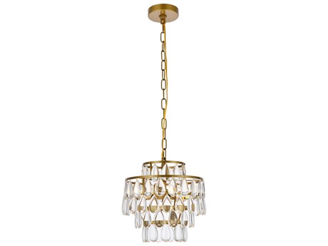 Elegant Lighting Mila 3-Light Brass Crystal Mini Pendant
