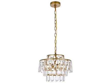 Elegant Lighting Mila 3-Light Brass Crystal Pendant