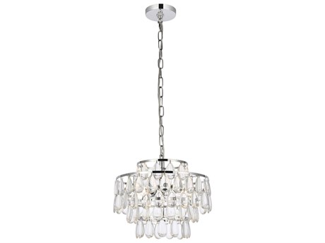 Elegant Lighting Mila 3-Light Chrome Crystal Glass Pendant