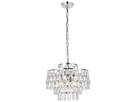 Elegant Lighting Mila 3-Light Chrome Crystal Pendant