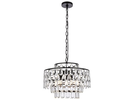 Elegant Lighting Mila 5-Light Black Crystal Pendant