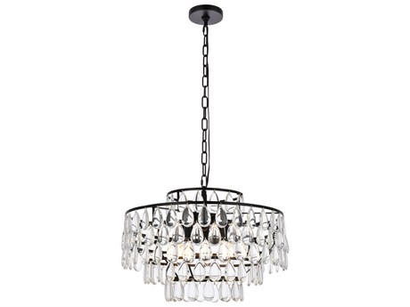 Elegant Lighting Mila 5-Light Black Crystal Pendant