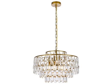 Elegant Lighting Mila 5-Light Brass Crystal Pendant