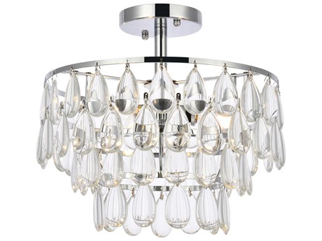 Elegant Lighting Mila 3-Light Chrome Crystal Semi Flush Mount