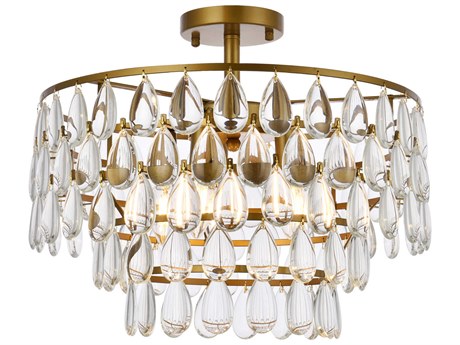 Elegant Lighting Mila 5-Light Brass Crystal Semi Flush Mount