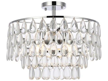 Elegant Lighting Mila 5-Light Chrome Crystal Semi Flush Mount