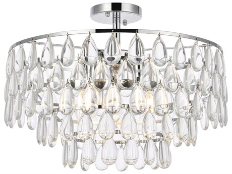Elegant Lighting Mila 5-Light Chrome Crystal Semi Flush Mount