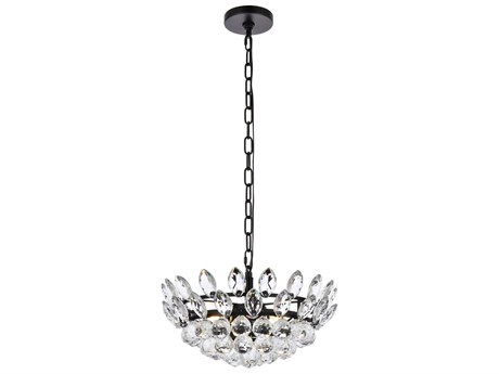 Elegant Lighting Emilia 3-Light Black Crystal Pendant
