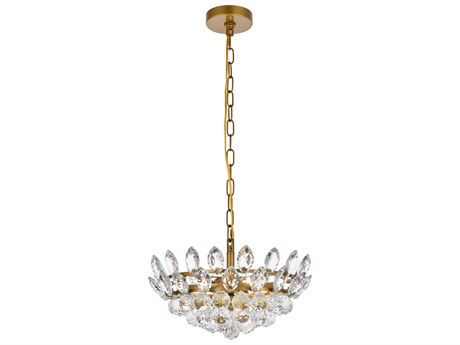 Elegant Lighting Emilia 3-Light Brass Crystal Pendant