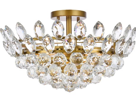 Elegant Lighting Emilia 5-Light Brass Crystal Semi Flush Mount