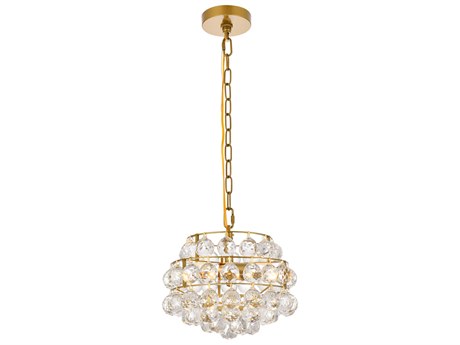 Elegant Lighting Savannah 3-Light Brass Crystal Mini Pendant