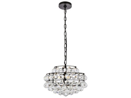 Elegant Lighting Savannah 3-Light Black Crystal Pendant