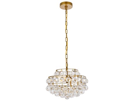 Elegant Lighting Savannah 3-Light Brass Crystal Pendant