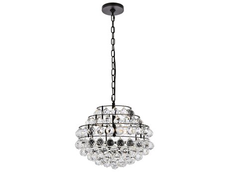 Elegant Lighting Savannah 3-Light Black Crystal Pendant